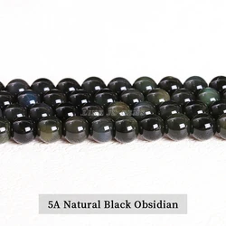 Elegant Black Rainbow Obsidian Beads for Jewelry Crafting - Multiple Sizes Available (5A Rainbow Obsidian)
