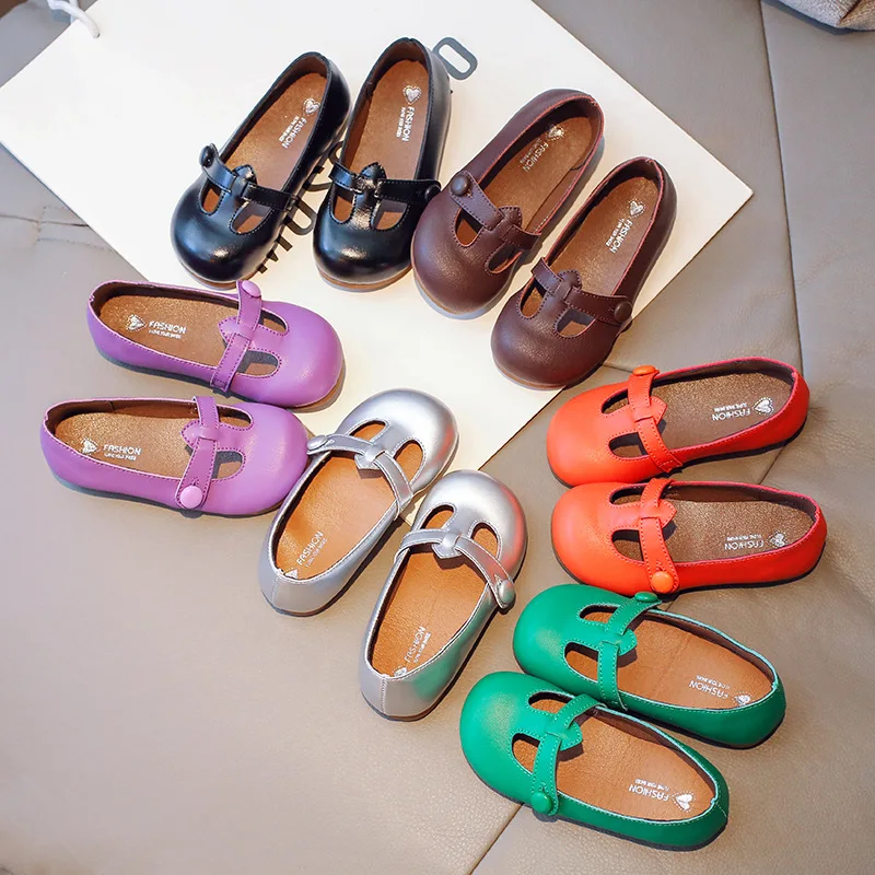 

Baby Girls Princess Shoes Fashion Leather Shoes Children Mary Janes Shoes Cute Candy Color Autumn Spring Footwear Student Shoes
