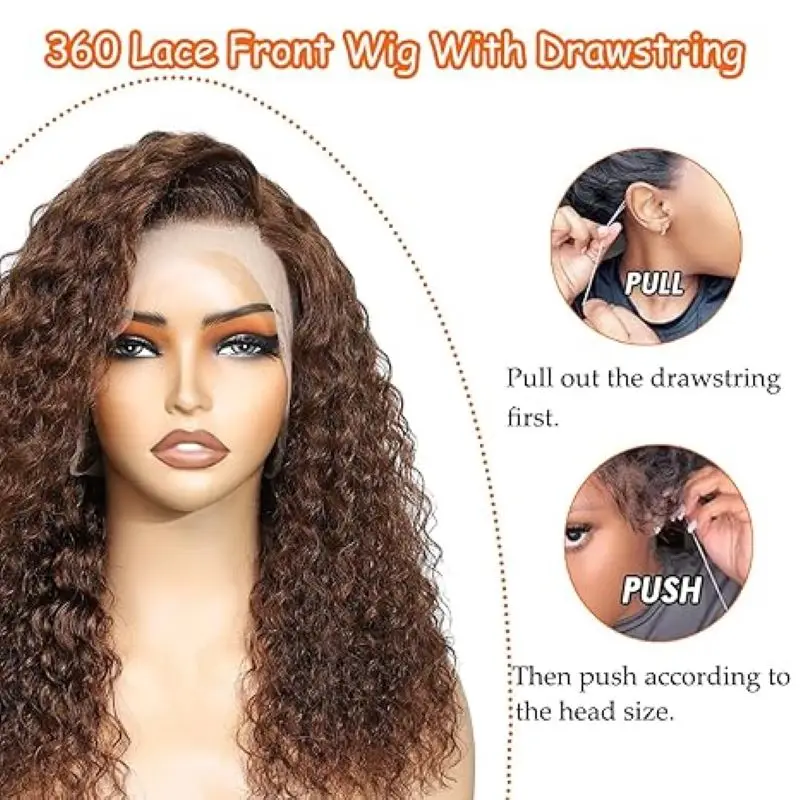 Rosslyn Curly Wigs P4/27 Highlight Wig Human Hair Water Deep Wave Frontal Wig Hd Lace Wigs 360 Full Lace Bleached Knoted