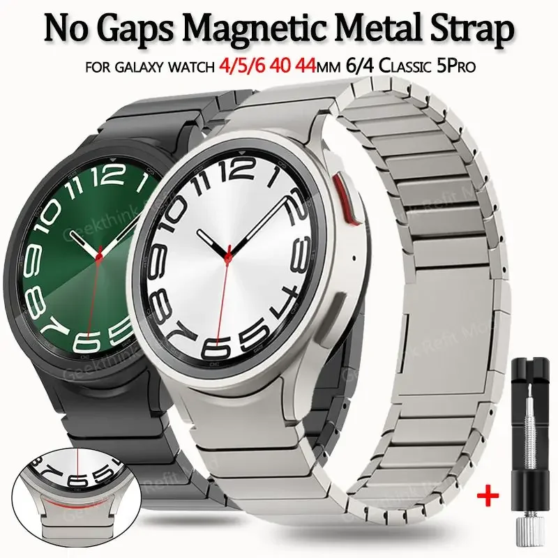 

Stainless Steel Strap for Samsung Galaxy Watch 4 5 6 40mm 44mm 5Pro 45mm No Gaps Band Magnetic Buckle 6 Classic 47 43mm Bracelet