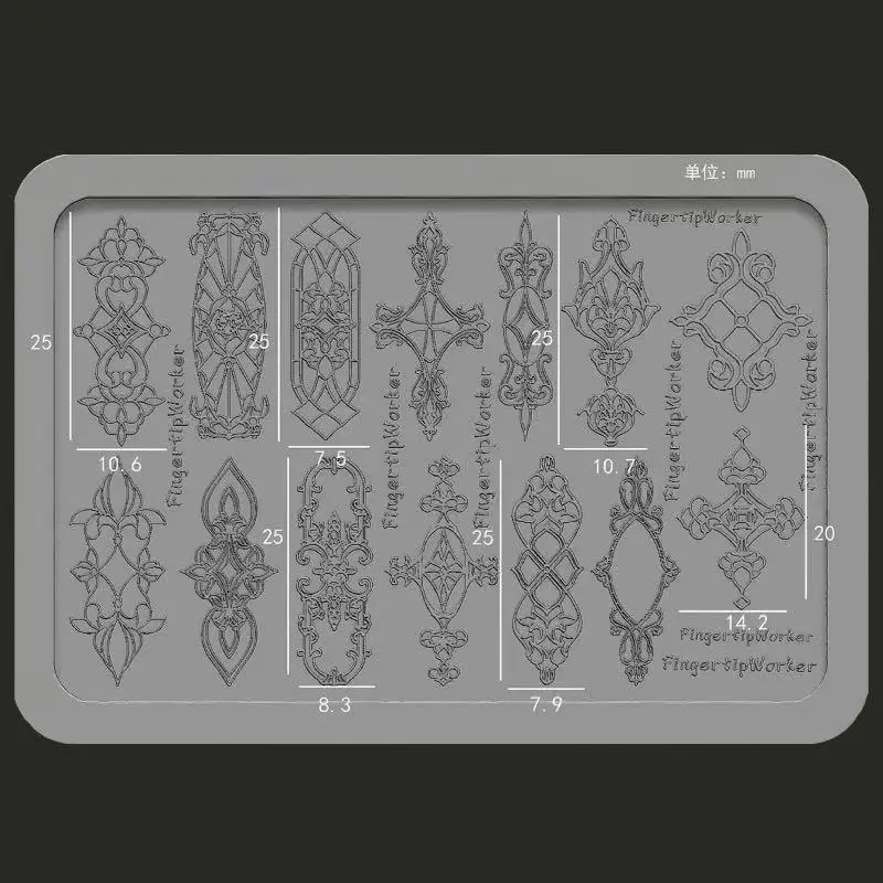 1개 프랑스 목걸이 보석 사진 액자 바로크 하트 3D 아크릴 몰드 네일 아트 장식 DIY 실리콘 네일 몰드