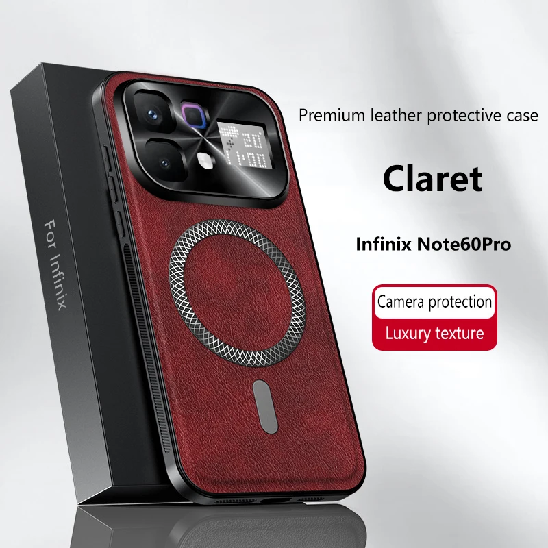 Luxury Business Leather Texture Magnetic Case with Wireless Charging Compatibility - Shockproof Bumper Back Cover