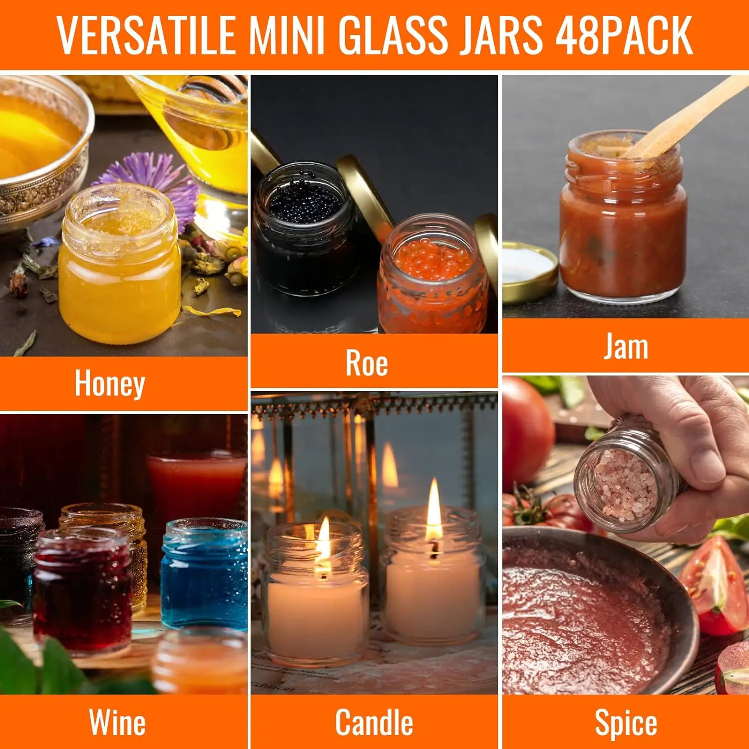 Mini Honey Jars with Dipper , Mini Glass Jars with Lids/Wooden Dippers/Bee Pendants/Gift Bags/Tags/,Small Honey Jars forWedding 6