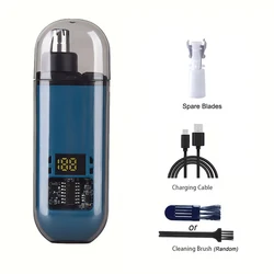 Electric 2 - in - 1 Painless Ear, Nose, and Eyebrow Hair Trimmer (Blue- hair blade)