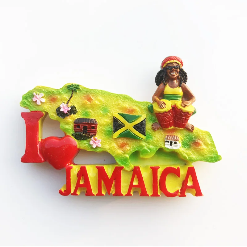 

Fridge magnet Jamaican style map design decoration resin refrigerator magnet message stickers travel souvenirs