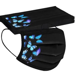 Pack of 10 Colorful Butterfly Print Disposable Face Masks - Skin Friendly & Breathable (B)