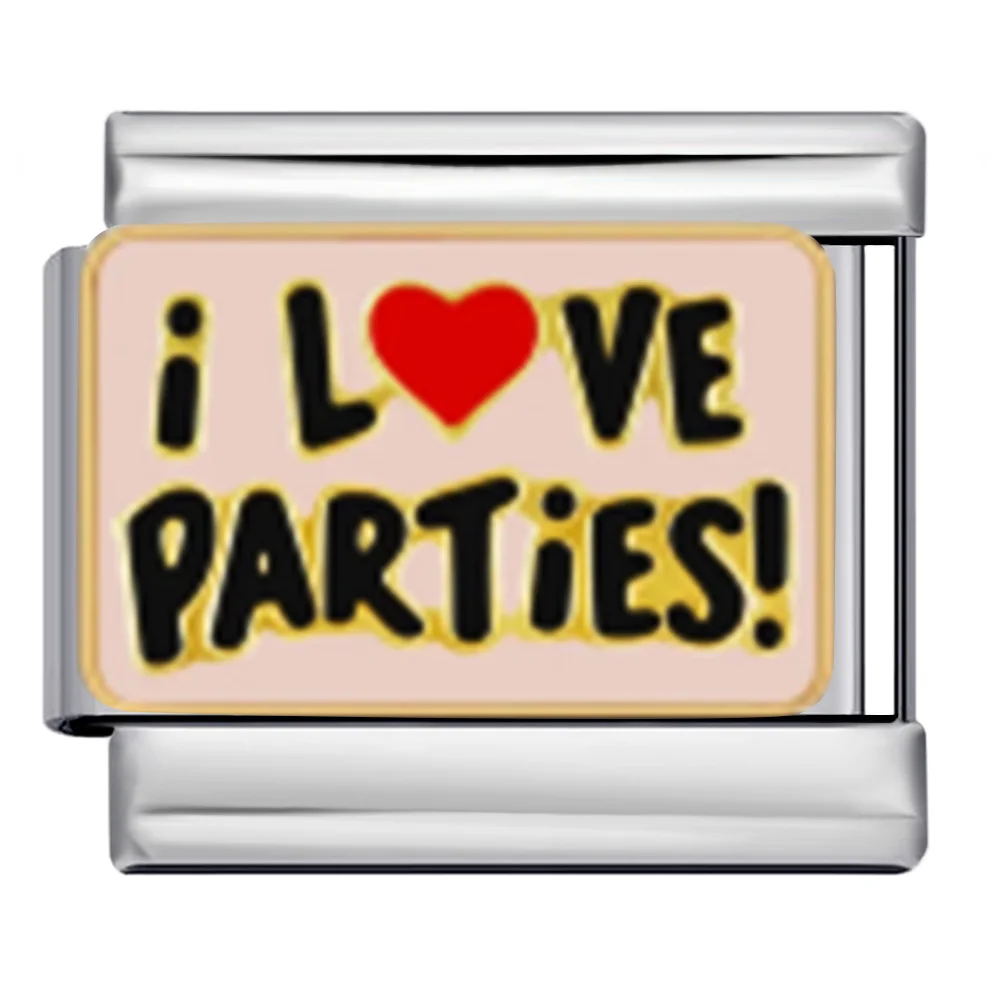 URING Einzigartiges Design, goldfarben, Liebe, Spanien, Partys, italienische Charms, Links, passend für 9 mm Edelstahl-Armreifen, Herstellung von Schmuck, DIY-Perlen – Detail 2