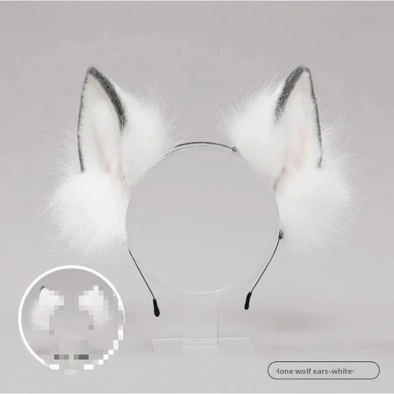 Wolf ear headband-white [concave-convex shape