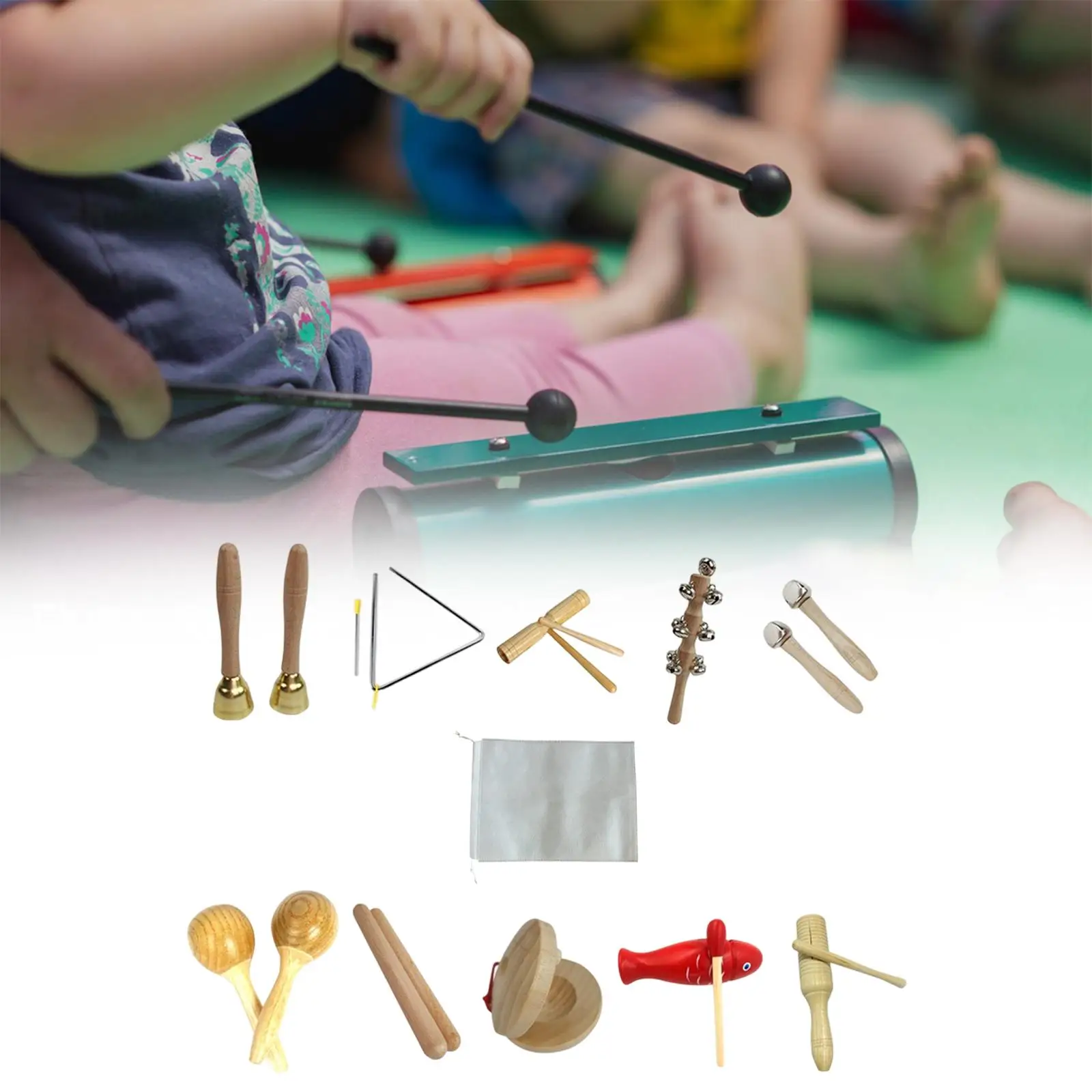 10x Kids Musical Instruments Set Portable Hand Eye Coordination Creative Development Toy Musical Toys Set Percussion Instruments
