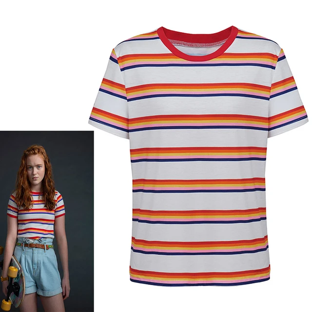 Max Mayfield Cosplay Costume Shirt Rainbow T Shirt Max Season 3 Cosplay  Stranger Costume Things Striped Shirt Top Outfit - AliExpress