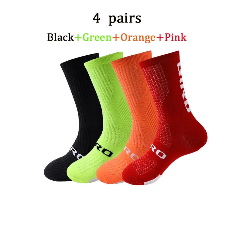 4 Paris/Set Cycling Socks New Profesional Running Socks Compression Basketball Soccer Sport Man And Woman Hiking Football White