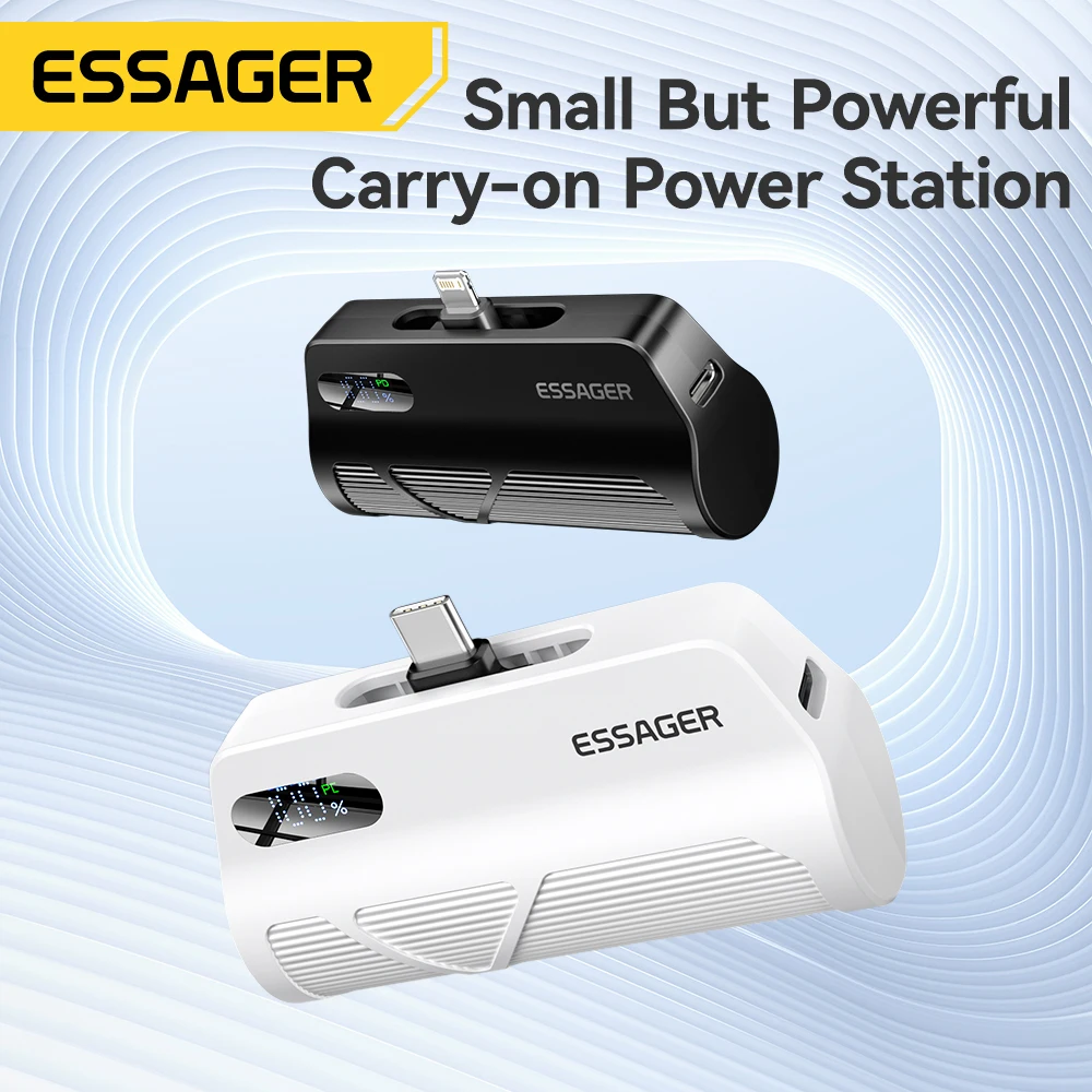 Essager Mini Capsule Power Bank 5000mAh PD 20W Fast Charging for iPhone 17 16 15 Xiaomi Samsung Portable Mobile External Battery