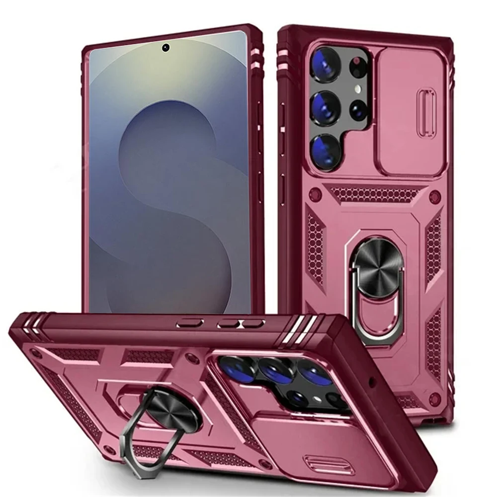 360° Rotating Armor Phone Case with Camera Slide and Military-Grade Protection