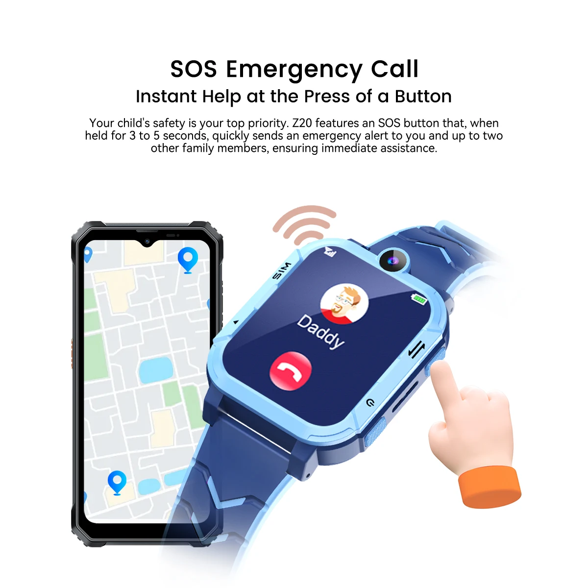 OSCAL Blackview Z20 Kids Smart Watch , GPS WIFI Video Call Child Smartwatch , Monitor Tracker Location IP67 4G Watch , 800 mAh