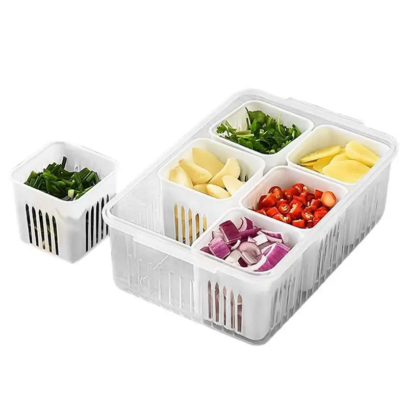 

Fridge Food Storage Containers 6-in-1 Reusable Fruit Storage Organizer Storage Bin Refrigerator Fresh-Keeping Food Storage Box