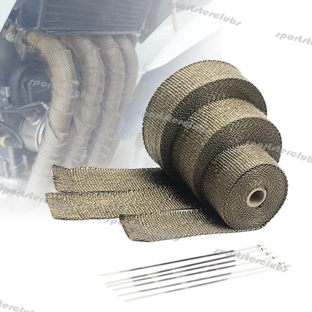5M/10M/15M Titanium Black Fiberglass Thermal Exhaust Header Pipe Heat Wrap Turbo Pipe Manifold Heat Insulation Tape Roll 50mm