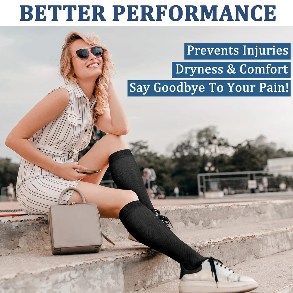 Soccer Shin Guards Calf Compression Sleeves Sports Leg Braces Socks 15-20 mmHg 1 Pair for Football Running Varicose Veins
