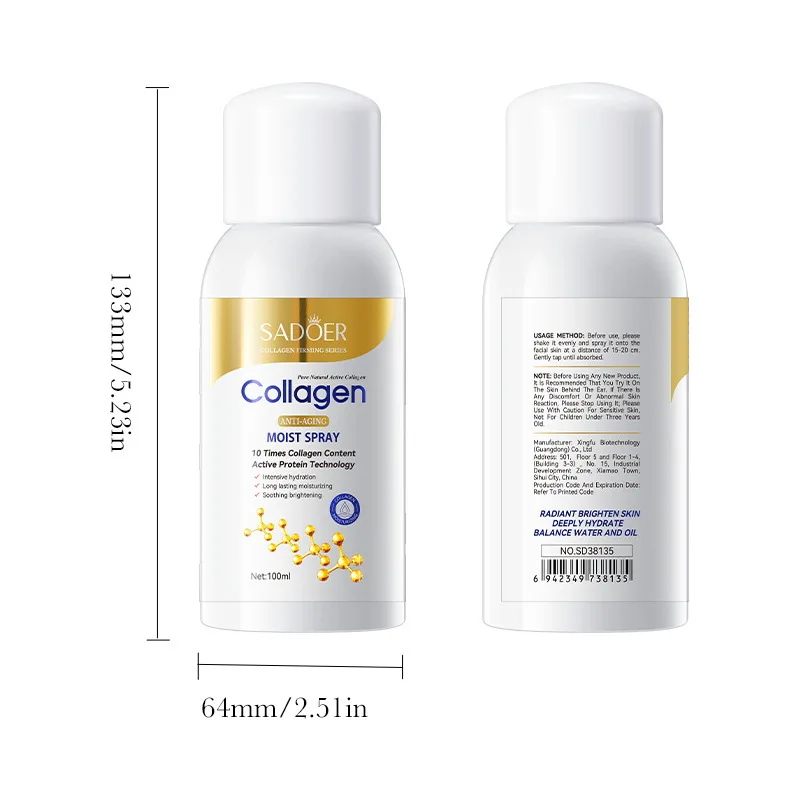 SADOER Collagen Anti Wrinkle Moisturizing Facial Spray Cream Hydrating Whitening Anti-aging Face Cream Toner Facial Lotion