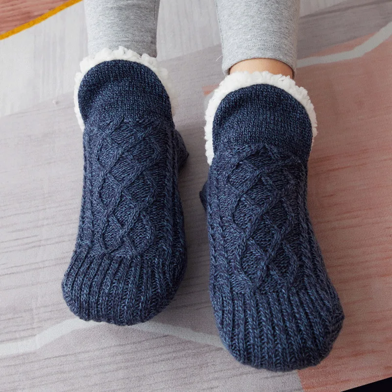 Winter Indoor Home Socks for Women and Men Warm Velvet Thick Floor Socks  Plush Soft Slippers Pantoffels Adults Bottom Glue Sock - AliExpress
