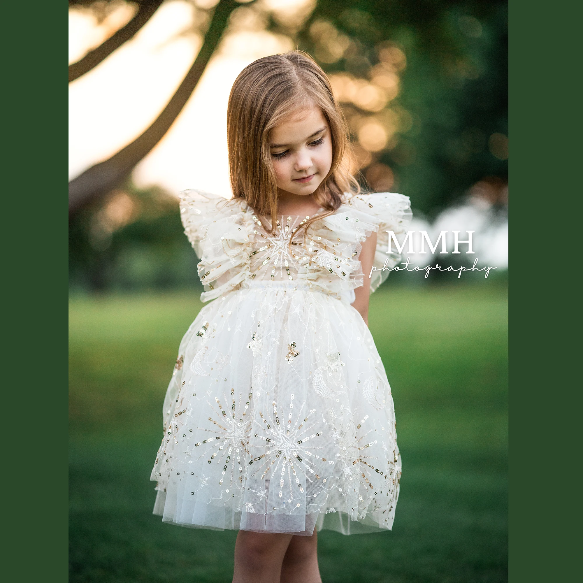 

Don&Judy Ruffle Princess Dress Photo Shoot Sequin Wrinkle Tulle Baby Girl Floral Costume Kid Clothing Photography Accessories