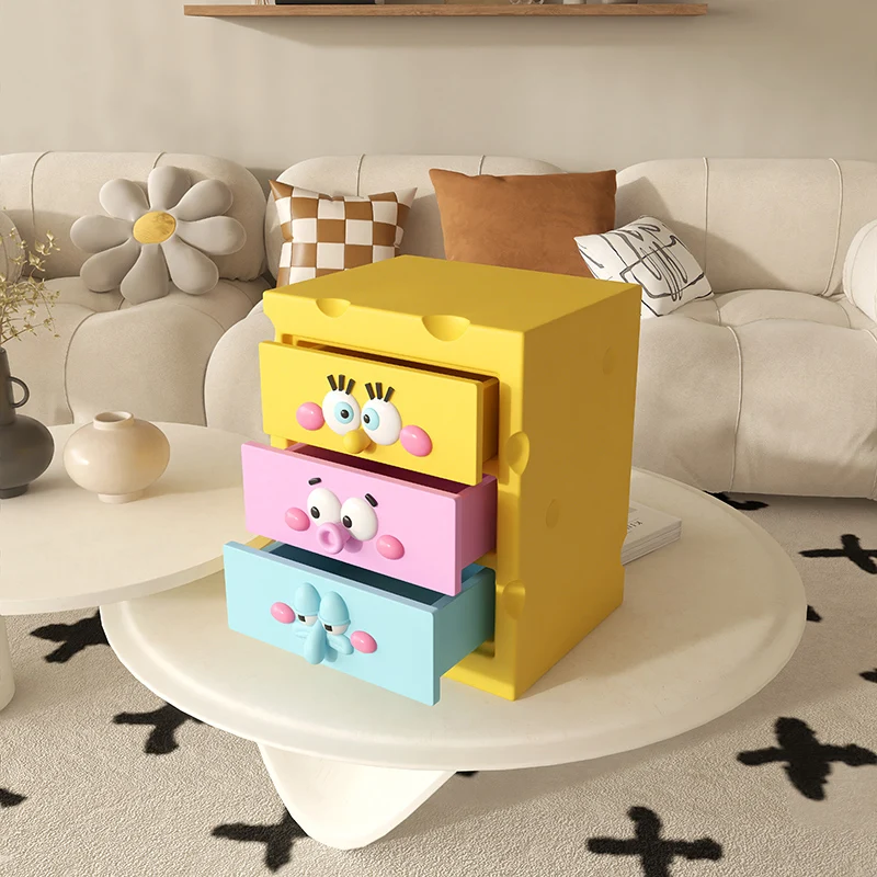 New Cartoon Bedside Table Simple Modern Home Bedroom Storage Rack Side Table Creative Room Floor Decoration