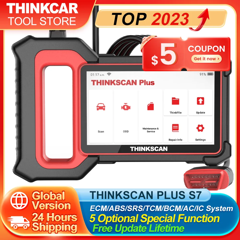 THINKCAR Thinkscan Plus S4, S6, S7, OBD2 스캐너, 자동차 엔진 오류 코드 리더, 28 재설정 진단 스캔 도구, 1996 년 이후
