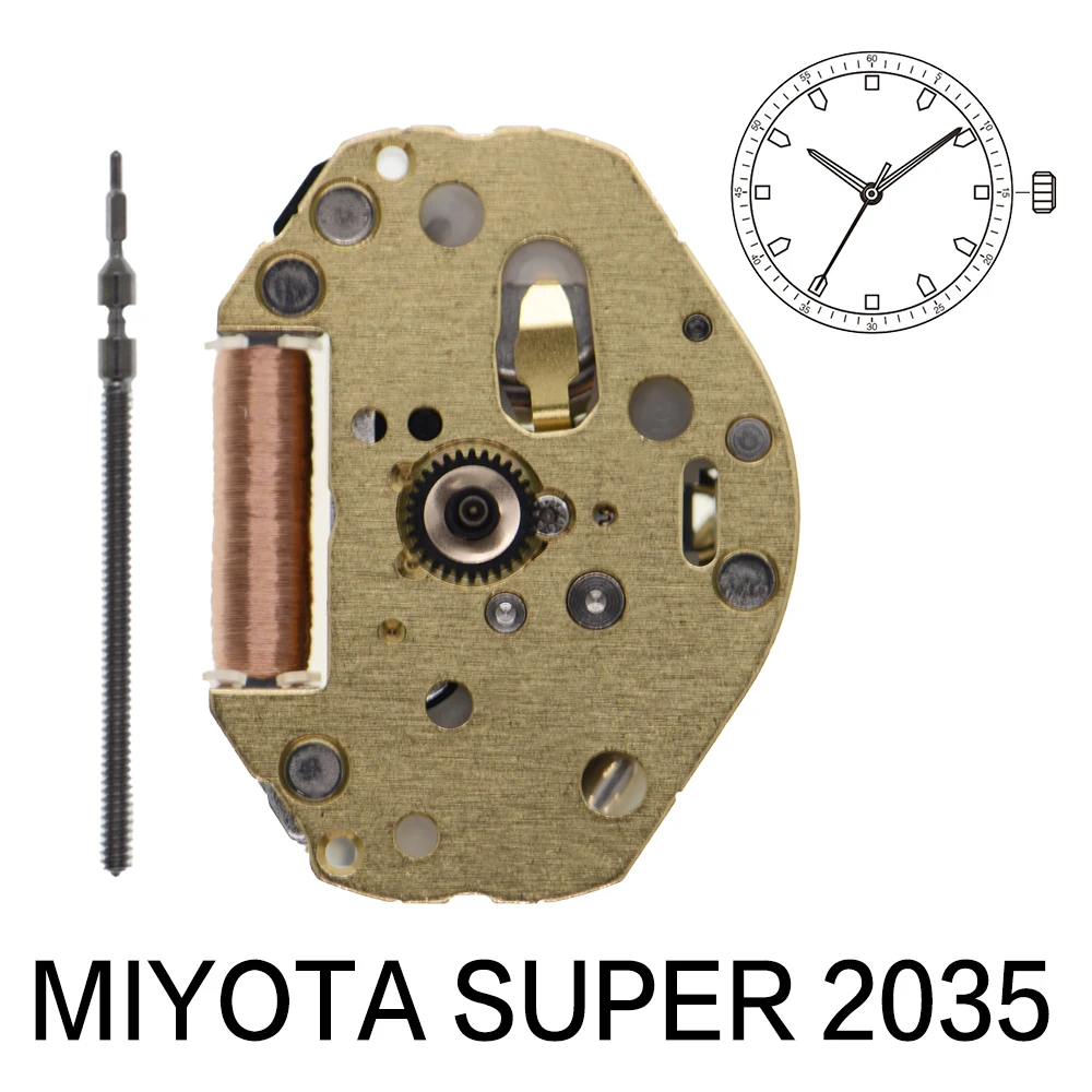 Miyota Super 2035 jam tangan kuarsa GOLDEN Japan, arloji 2035 tiga