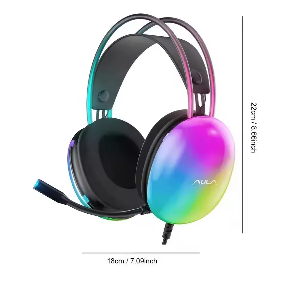 Aula s505 gaming headset med rgb lys og usb kabel_voghion.com