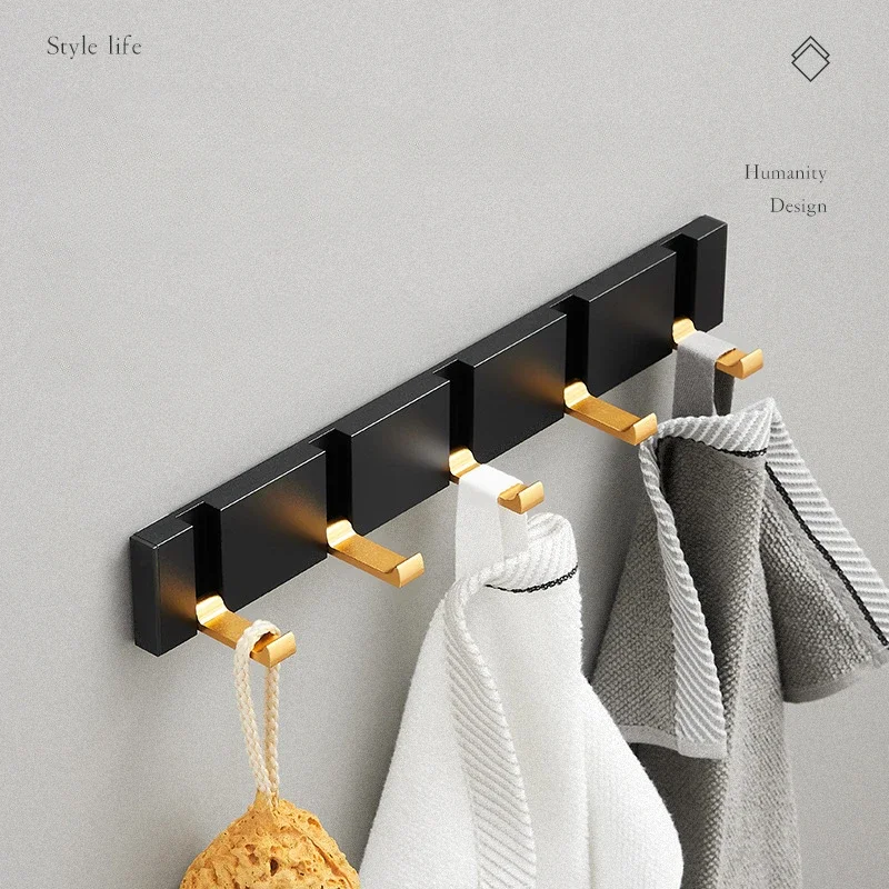 Folding Towel Hanger 2ways Installation Wall-mounted Door Hook Bathroom Bedroom Towel Clothes Robe Rack Hallway Decoration