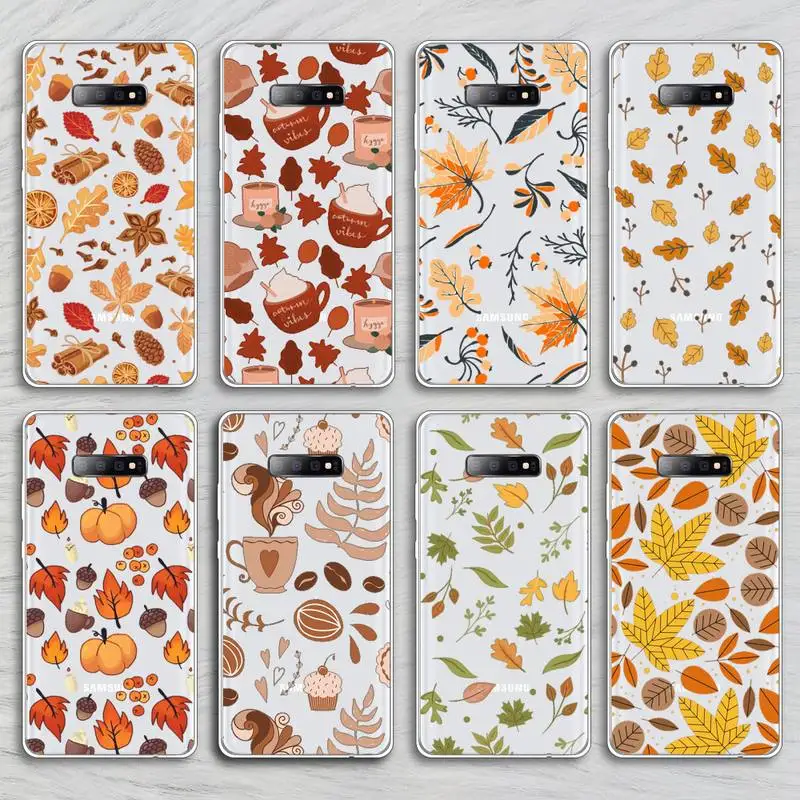 Happy Autumn Pumpkin Leaf Custodia Trasparente Per Samsung Galaxy A S Note 23 52 22 20 21 51 71 12 50 10 30 E Fe Ultra Plus