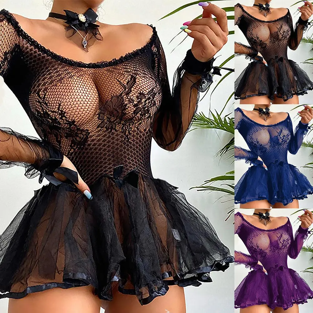 HOT⭐Womens Sexy See Through Lace Babydoll Mini Dresses Sleepwear Lingerie Nightgowns Underwear Teddy Leotard