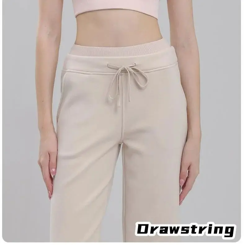 Sports Long Pants Women Loose Slim Fitness Training Pants Running High Waist Casual Yoga Wide Leg Drawstring Soft