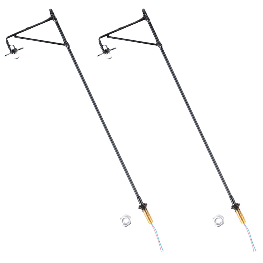 2 Pcs Micro Landscape Garden Decor Sand Table Village Street Lamp Miniature Stainless Steel Plus Abs Child Model