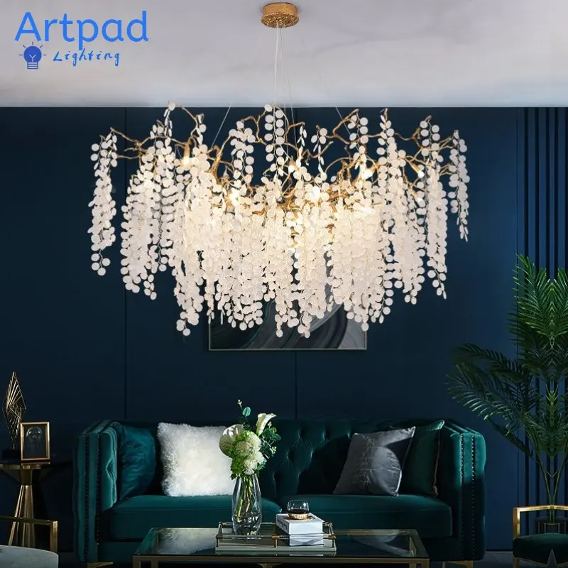 Nordic Gold Lustre Chandeliers LED Crystal Large Lighting Indoor