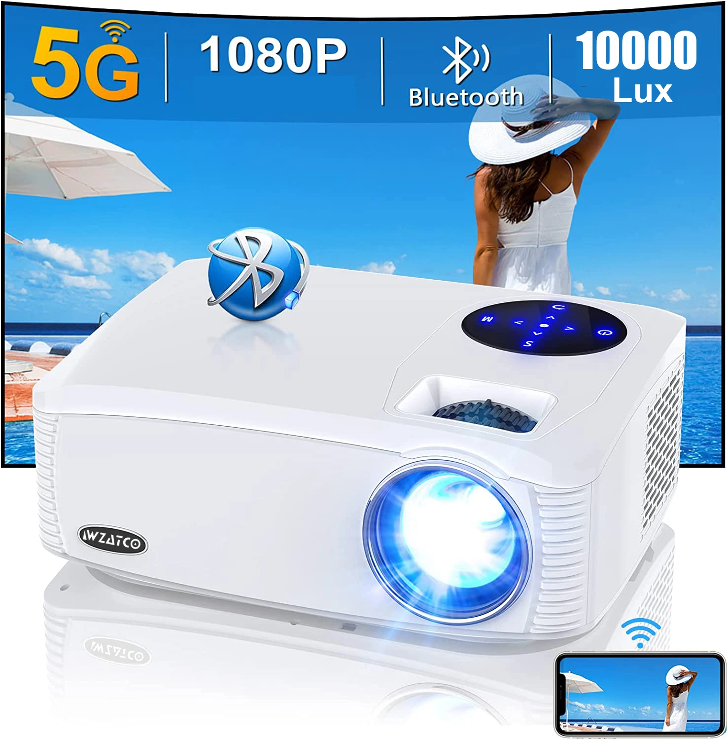 Portable Projector 300inch WIFI Smart 5G Full HD 1920*1080P LED