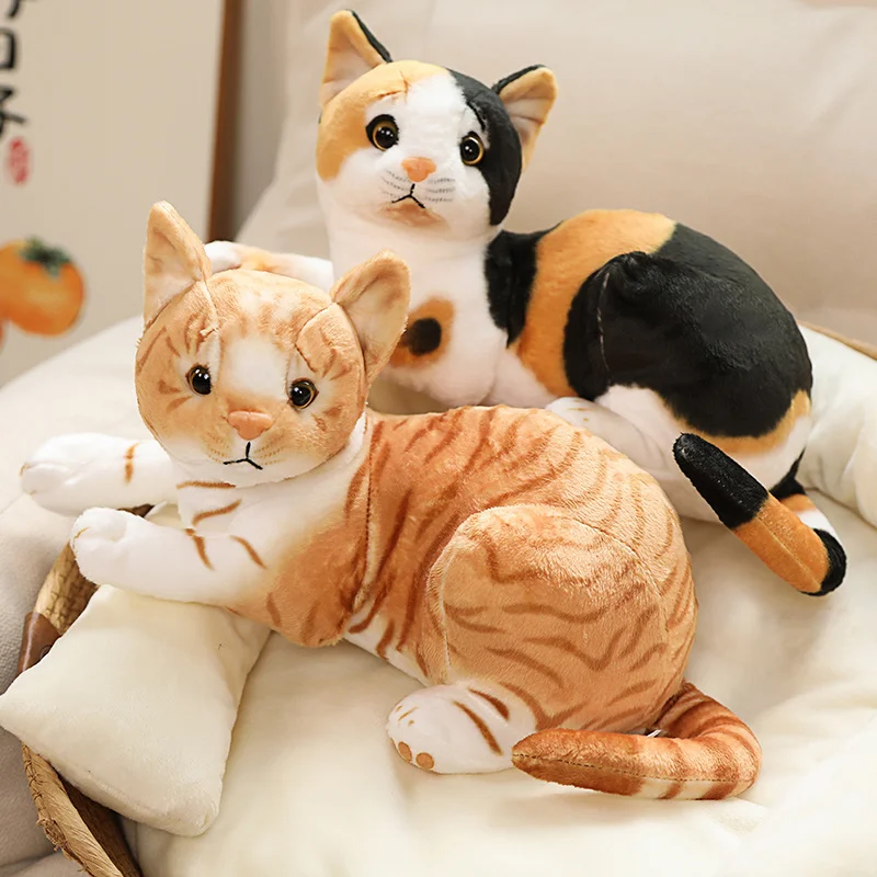 

25/33cm Simulation Stuffed Lifelike Pattern Cat Plush Toys Cute Pet Cat Dolls Peluches Toy Kawaii Home Decor Birthday Gifts