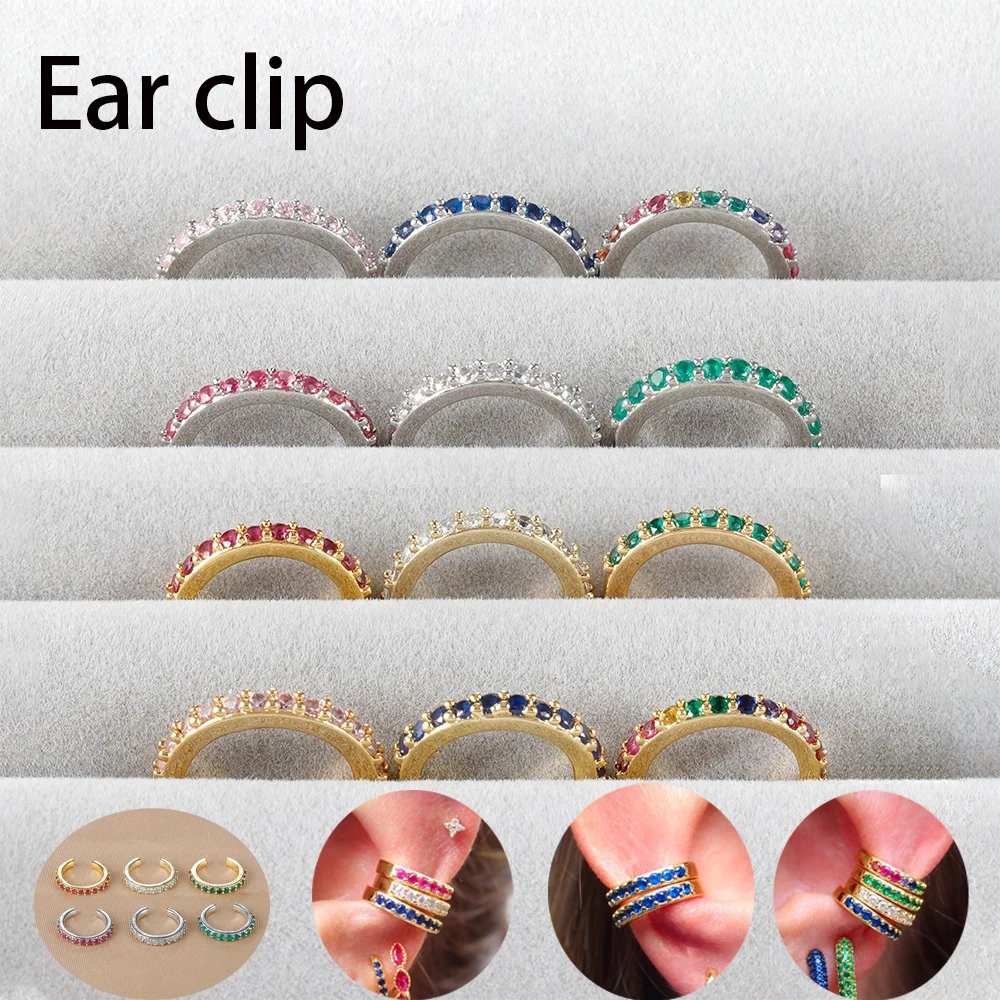 1PC Simple Metal Crystal Ear Cuff for Women Teens Gold Color Non Piercing Fake Cartilage Clip Earrings Statement Jewelry Gift