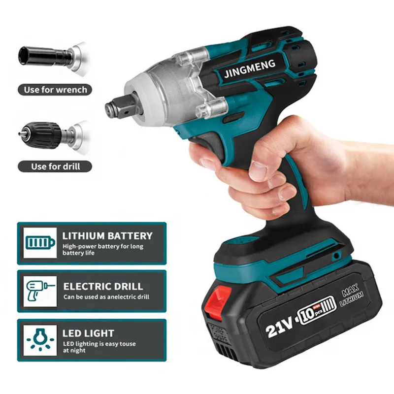 Electric Impact Wrench Cordless Brushless Electric Wrench Hand Drill Socket Power Tool For Makita 21V Battery