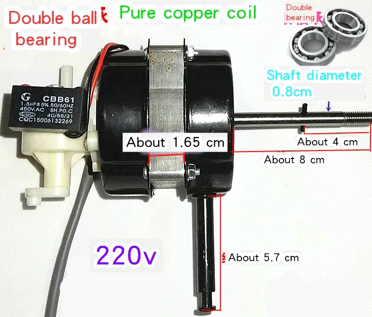 Electric Fan Motor AC 220V Double Ball Bearing Table Fan Motor