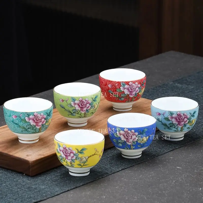 1pcs Jingdezhen Plum Blossom Small Capacity Tea Cup Home Owner's Tea Cup Chinese Style Tea Bowl Kung Fu Drinking Utensils