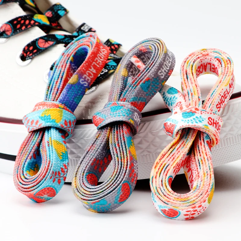 Pair Fruits Shoelaces Colorful Printing Flat Shoe Laces For