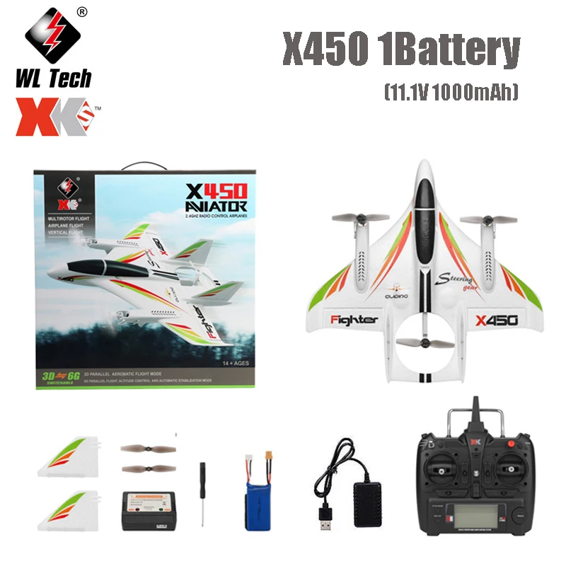 Wltoys-xk x450 rc飛行機、6chブラシレスプレーン、2.4gラジオ制御
