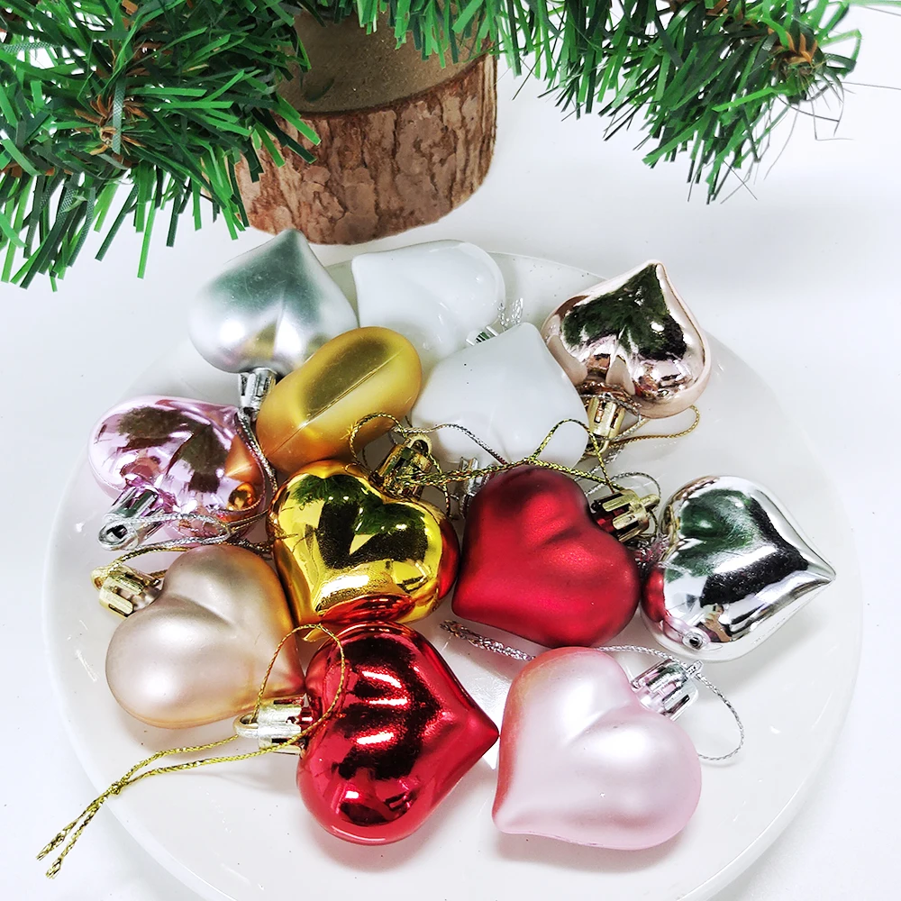 Christmas Balls Ornaments Heart Round Gold Plastic Balls Pendant Christmas Tree Hanging Xmas Decor Christmas Decoration 2025