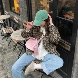 Women's Coat Leopard Print Anorak New Coats and Jackets Outerwears Spring Clothes High Quality Clothing Elegant Woman Casual