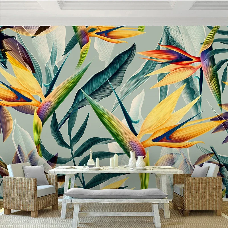 Theme Stereo Wallpaper 3D Photo Hotel Bedroom Leaves Restaurant Wallpaper AliExpress Landscape Asia Southeast Mural Pastoral - Color Tropical