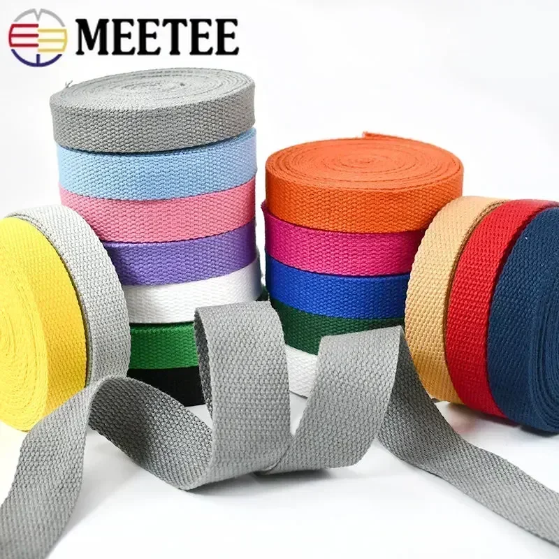 Cotton Webbing Tapes 4Meters 1.3mm Thick 20-50MM Backpacks Strap Band Garment Ribbons Belt DIY Sewing Decoration Accessories