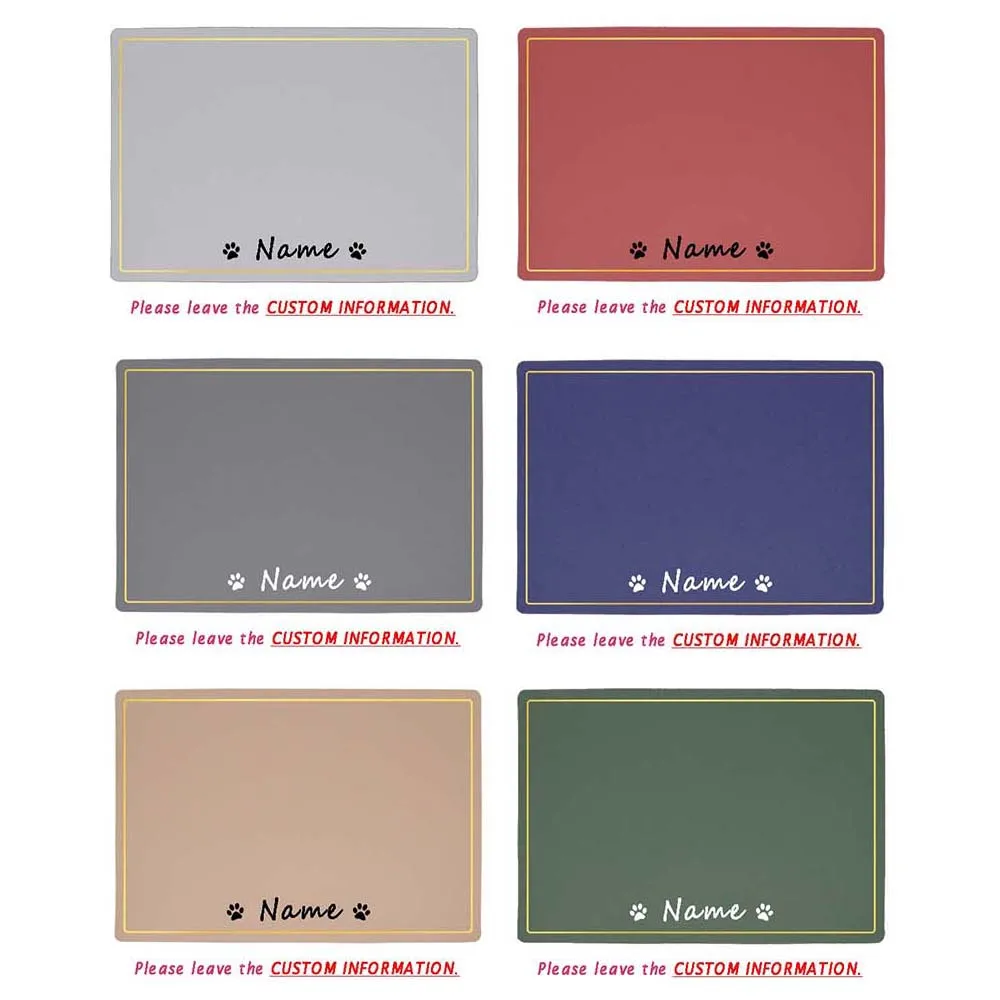 Pet Feeding Mat PU Waterproof Personalized Placemat For Dog Name Easy Wash Drinking Feeding Pad Accessories