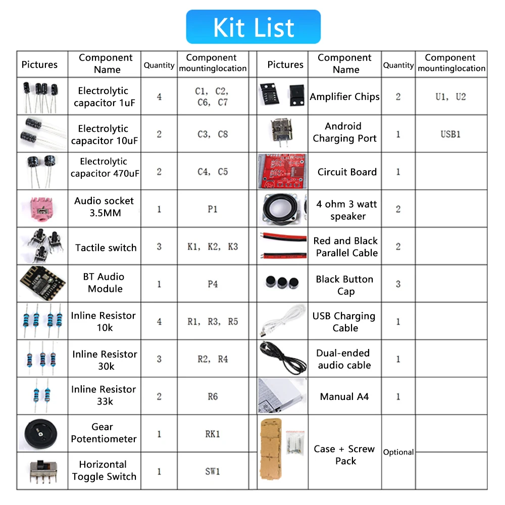 DIY Bluetooth Speaker Kit Loose Part Dual-channel Stereo Desktop Music Player Circuit Board Welding Practice Kit