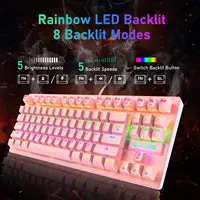 MAMBASNAKE x ZIYOU LANG Wired K2 Pink blue Switch gaming keyboard and mouse set gaming keyboard and mouse set Mini 87 Keys - Image 3