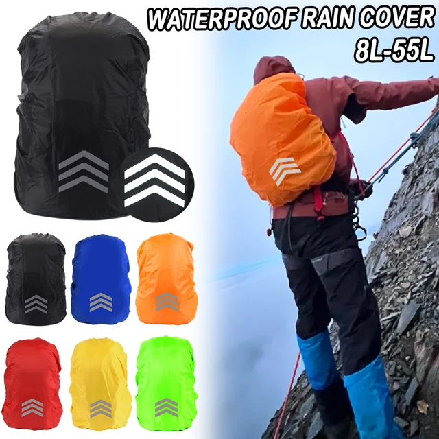 Waterproof Backpack Cover Reflective Backpack Rain Cover Outdoor Mountaineering Night Safety Hiking Sports Bags Cover 18-45L